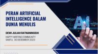 Happy Writing Community (HWC) Gelar Pelatihan Menulis dengan Tema: Peran Artificial Intelligence dalam Dunia Menulis