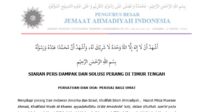 Siaran Pers: Dampak dan Solusi Perang di Timur Tengah