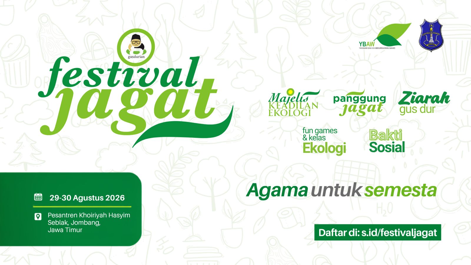 Festival Jagat 2026 Gusdurian digelar di Jombang, 29-20 Agustus 2026. (Jaringan Gusdurian)