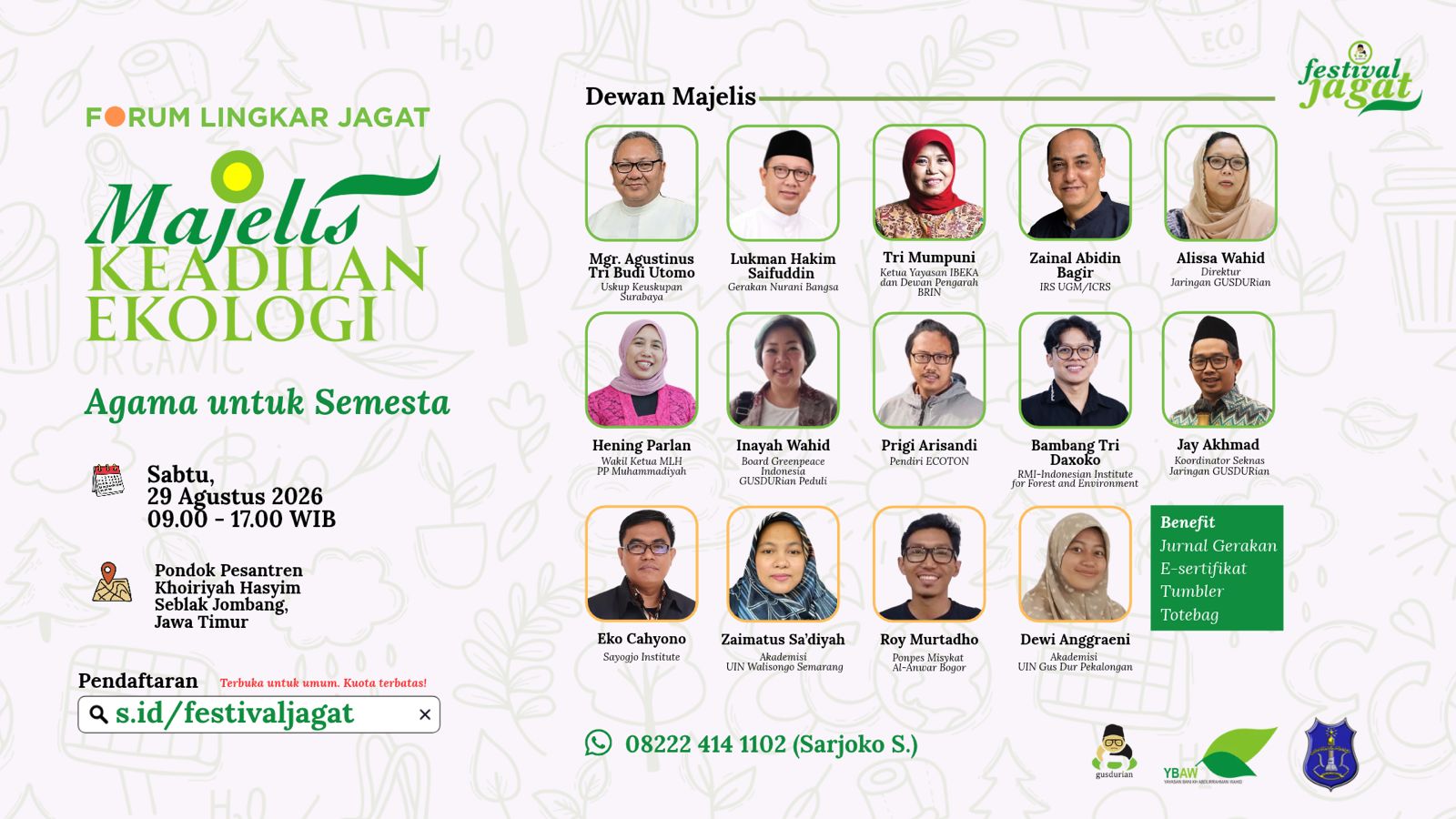 Festival Jagat 2026 Gusdurian digelar di Jombang, 29-20 Agustus 2026. (Jaringan Gusdurian)